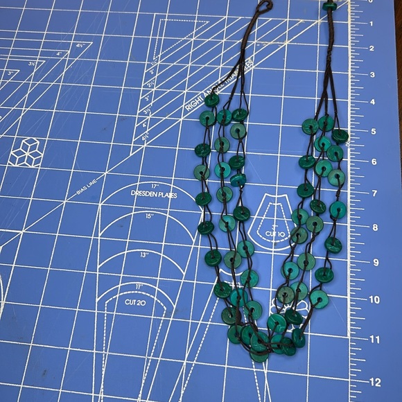 Teal boho style 3 strand necklace. - Picture 5 of 5